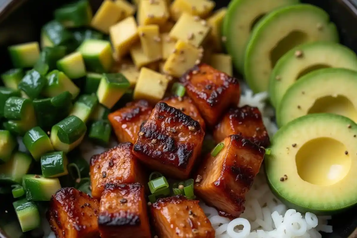 Salmon Rice Bowl with Fresh Toppings